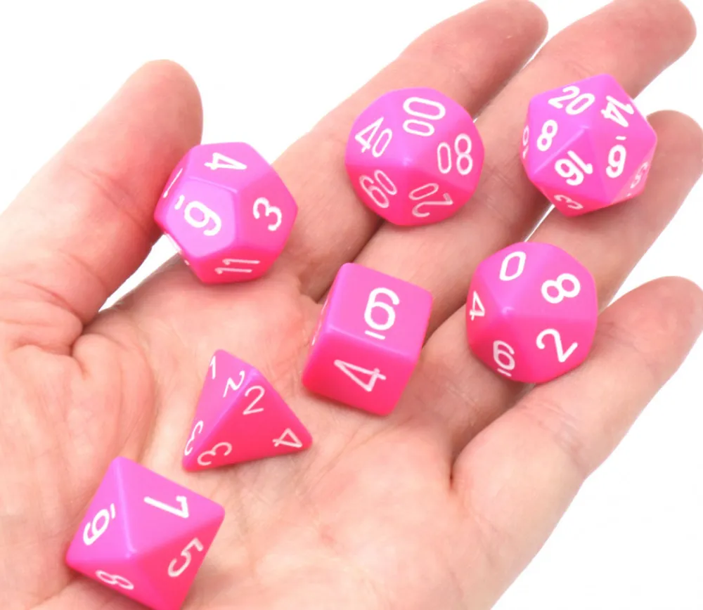 Tout Pour le Jeu Set 7 dés multi-faces rose opaque