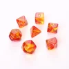 Tout Pour le Jeu Set 7 dés multi-faces rouge et jaune translucide chiffres dorés