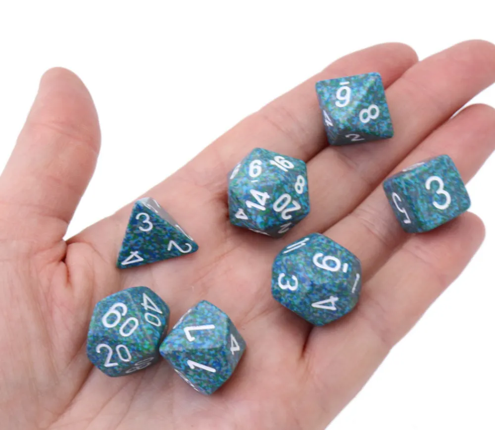 Tout Pour le Jeu Set 7 dés multi-faces Speckled Sea effet granit bleu Chessex