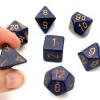 Tout Pour le Jeu Set 7 dés multi-faces Speckled bleu nuit golden Cobalt