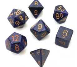 Tout Pour le Jeu Set 7 dés multi-faces Speckled bleu nuit golden Cobalt