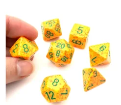 Tout Pour le Jeu Set 7 dés multi-faces Speckled jaune rouge Lotus