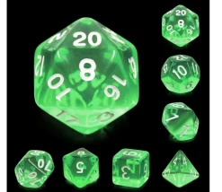 Tout Pour le Jeu Set 7 dés multi-faces translucides émeraude vert
