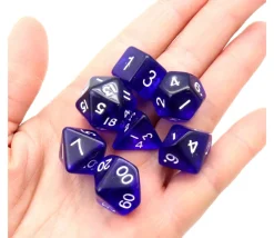 Tout Pour le Jeu Set 7 dés multifaces translucides BLEU