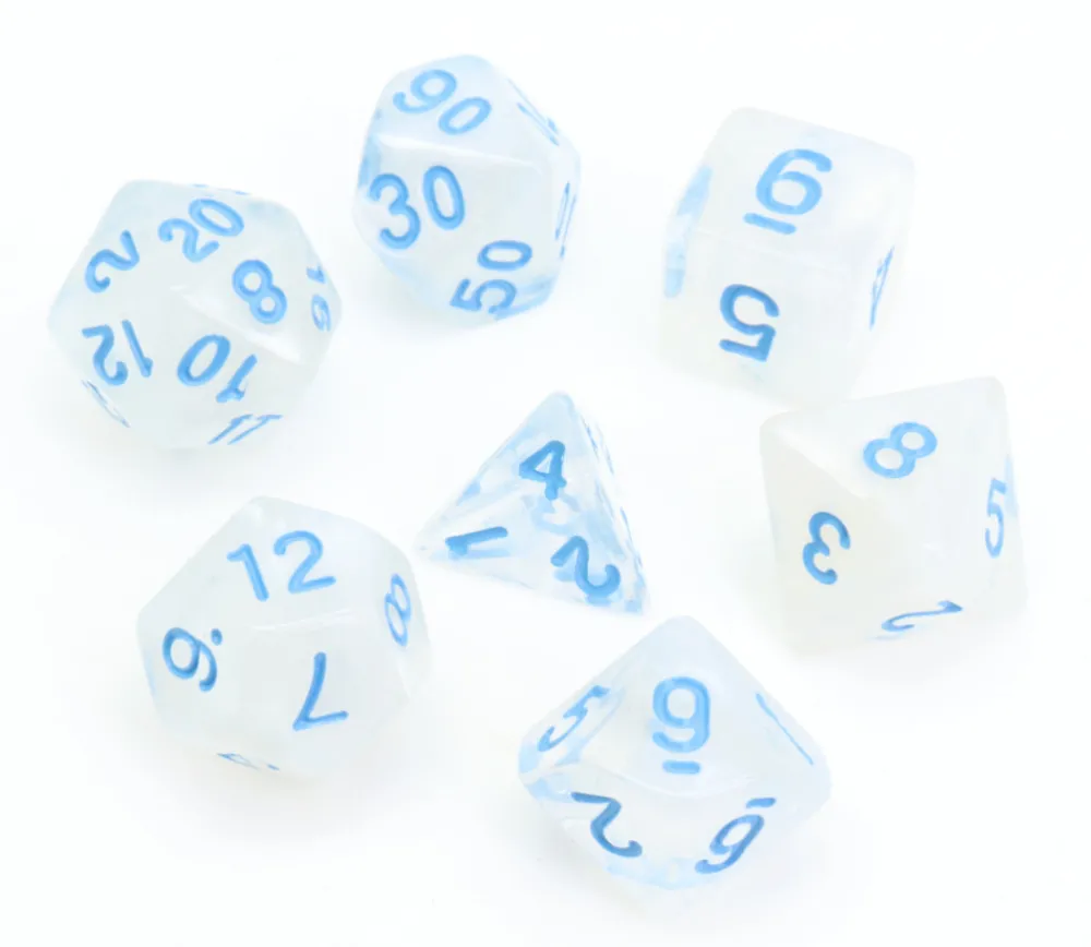 Tout Pour le Jeu Set 7 dés multi-faces translucides effet glacé