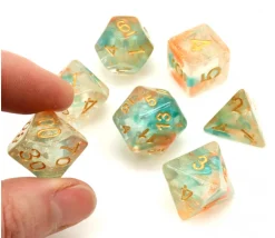Tout Pour le Jeu Set 7 dés multi-faces translucide et vert pailletés
