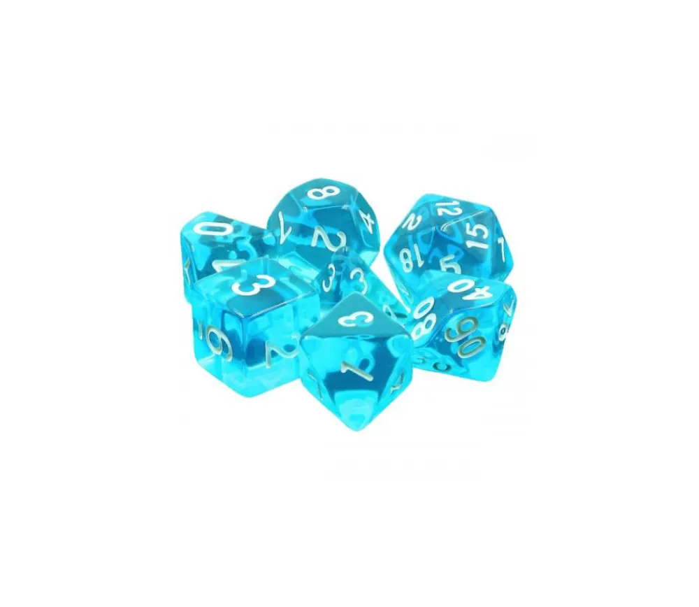 Tout Pour le Jeu Set 7 dés multi-faces translucides bleus