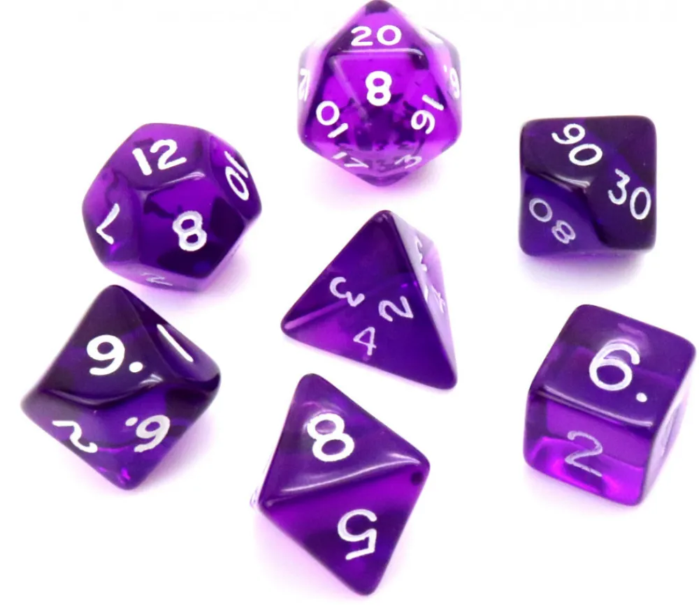 Tout Pour le Jeu Set 7 dés multifaces translucides VIOLET