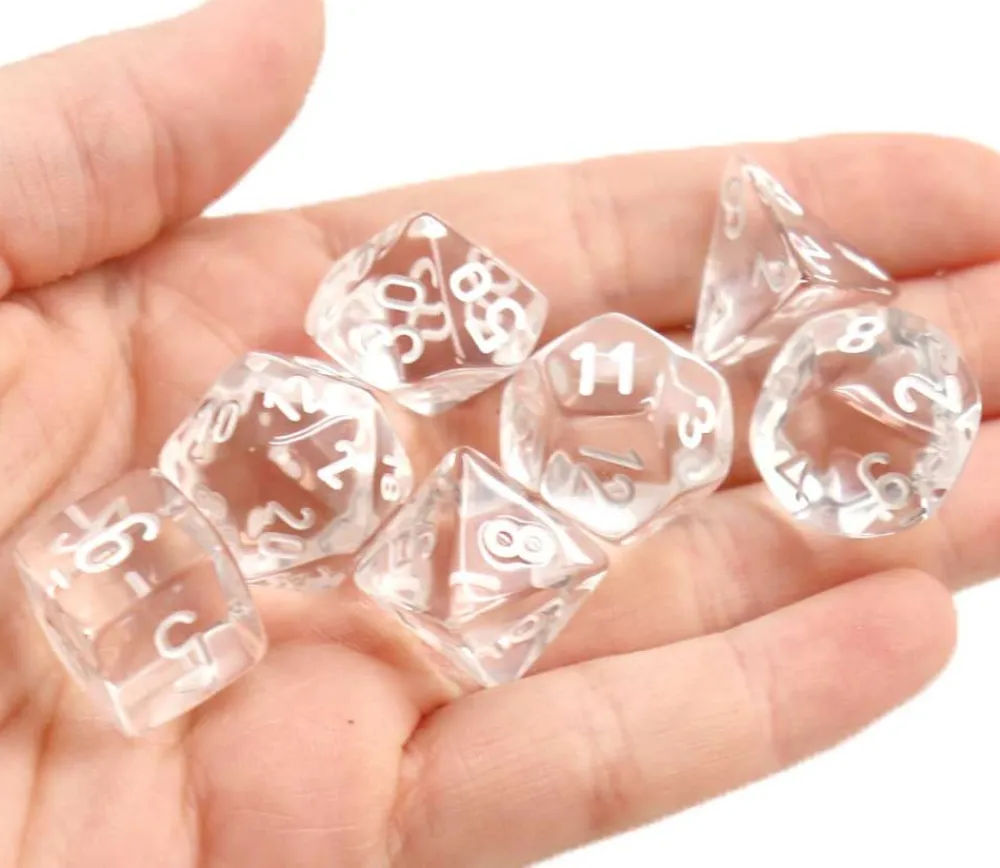 Tout Pour le Jeu Set 7 dés multi-faces translucides transparent