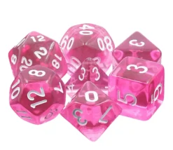 Tout Pour le Jeu Set 7 dés multi-faces translucides roses