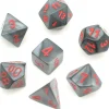 Tout Pour le Jeu Set 7 dés multi-faces Velvet noir gris avec chiffres rouges