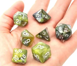 Tout Pour le Jeu Set 7 dés multi-faces vert et argent green flow