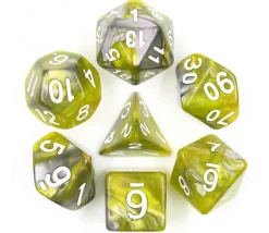 Tout Pour le Jeu Set 7 dés multi-faces vert et argent green flow