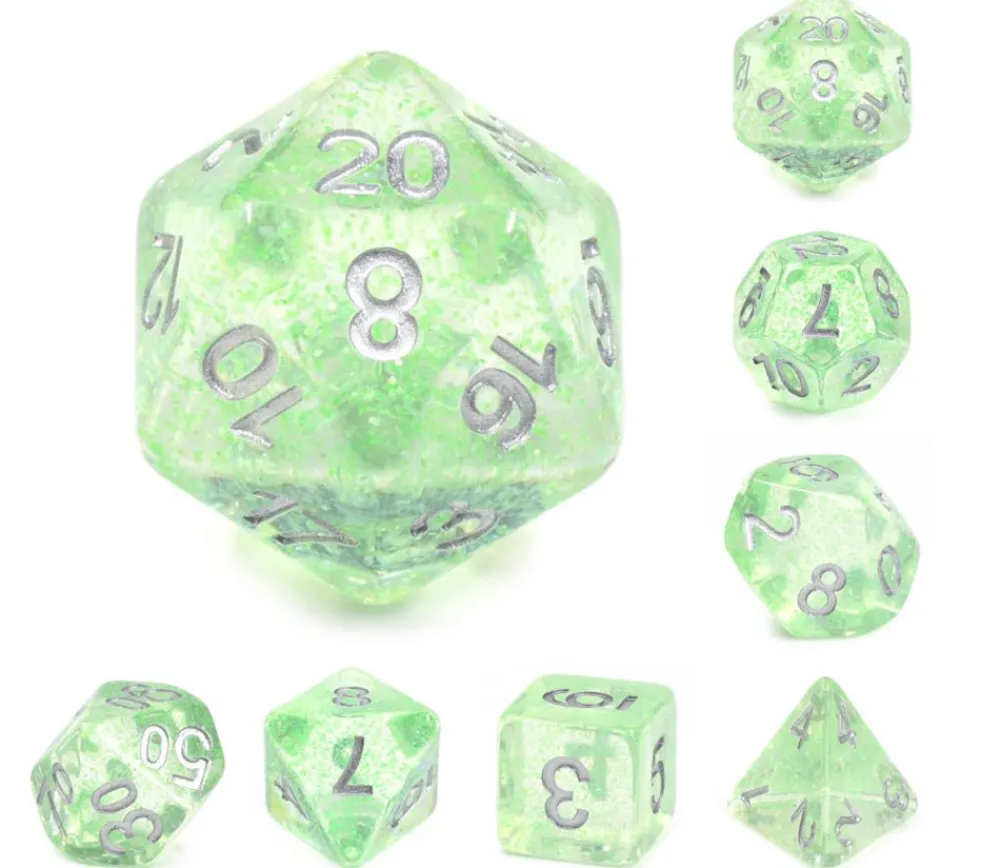 Tout Pour le Jeu Set 7 dés multi-faces vert vent de printemps