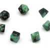 Tout Pour le Jeu Set 7 dés multi-faces vert-noir gravage doré.