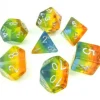 Tout Pour le Jeu Set 7 dés multi-faces yellow aurora translucides multicolores