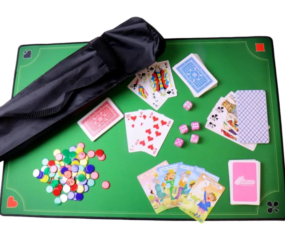 Tout Pour le Jeu Set complet jeux traditionnels avec cartes, jetons, dés et tapis