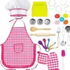 Enfant Tout Pour le Jeu Set cuisine pâtisserie enfant 30 pièces - tablier, toque et ustensiles