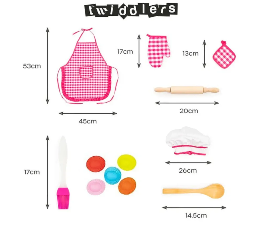 Enfant Tout Pour le Jeu Set cuisine pâtisserie enfant 30 pièces - tablier, toque et ustensiles
