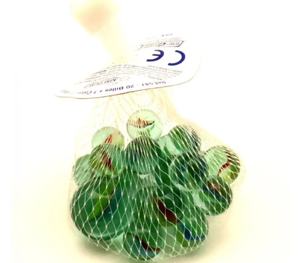 Tout Pour le Jeu Set de 20 Billes en verre pour jeu + 1 calot en filet