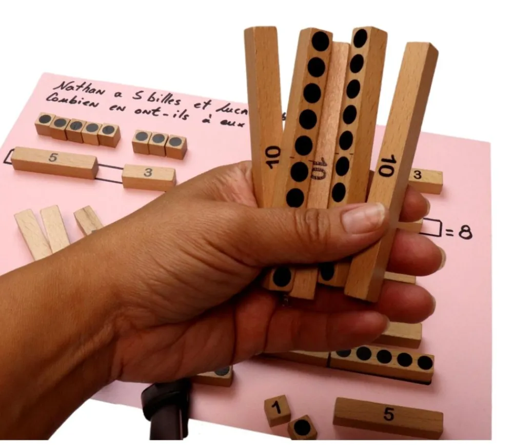 Tout Pour le Jeu Set de 40 réglettes en bois conçues pour la méthode Cap maths, éditée par HATIER - Classe CP/CE1