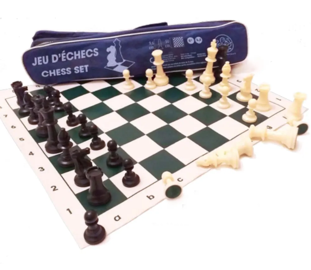 Tout Pour le Jeu Set Jeu Echec 5 club : 32 pions + échiquier 50 cm + sac