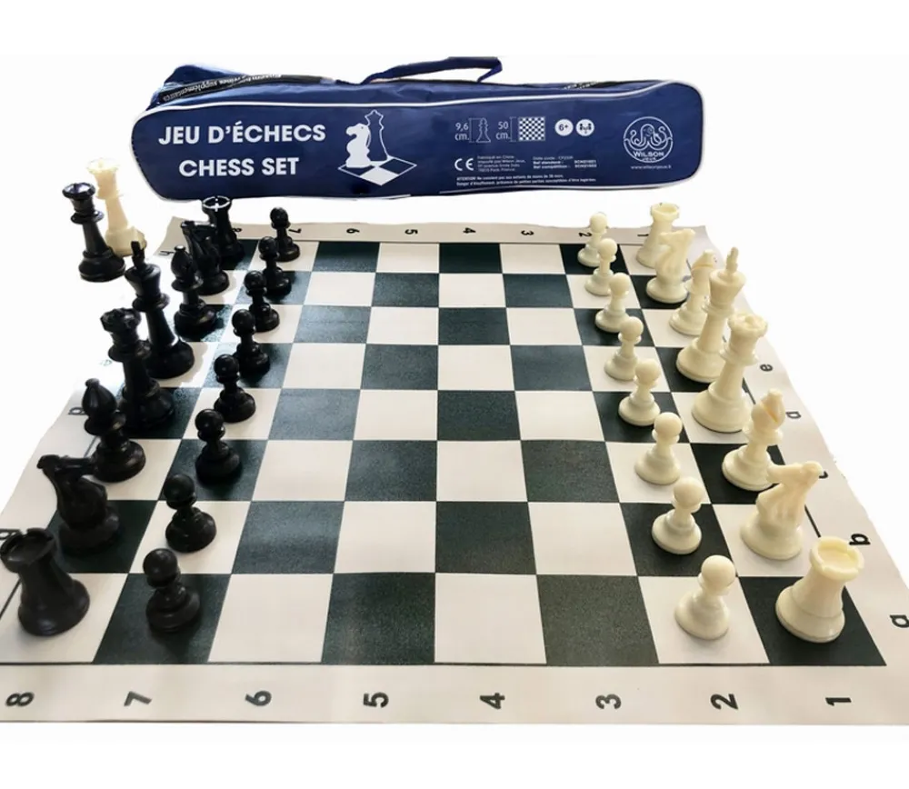 Tout Pour le Jeu Set Jeu Echec 5 compétition : 34 pions lestés + échiquier 50 cm + sac