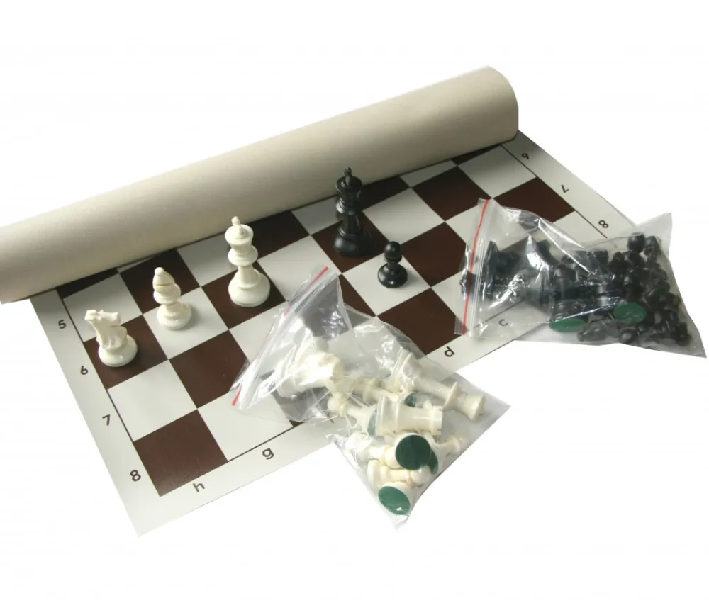 Tout Pour le Jeu Set Jeu Echec complet : 32 pions + échiquier enroulable 43 x 43 cm taille 3