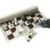 Tout Pour le Jeu Set Jeu Echec complet taille 5 : 32 pions + échiquier enroulable 49 x 49 cm marron blanc