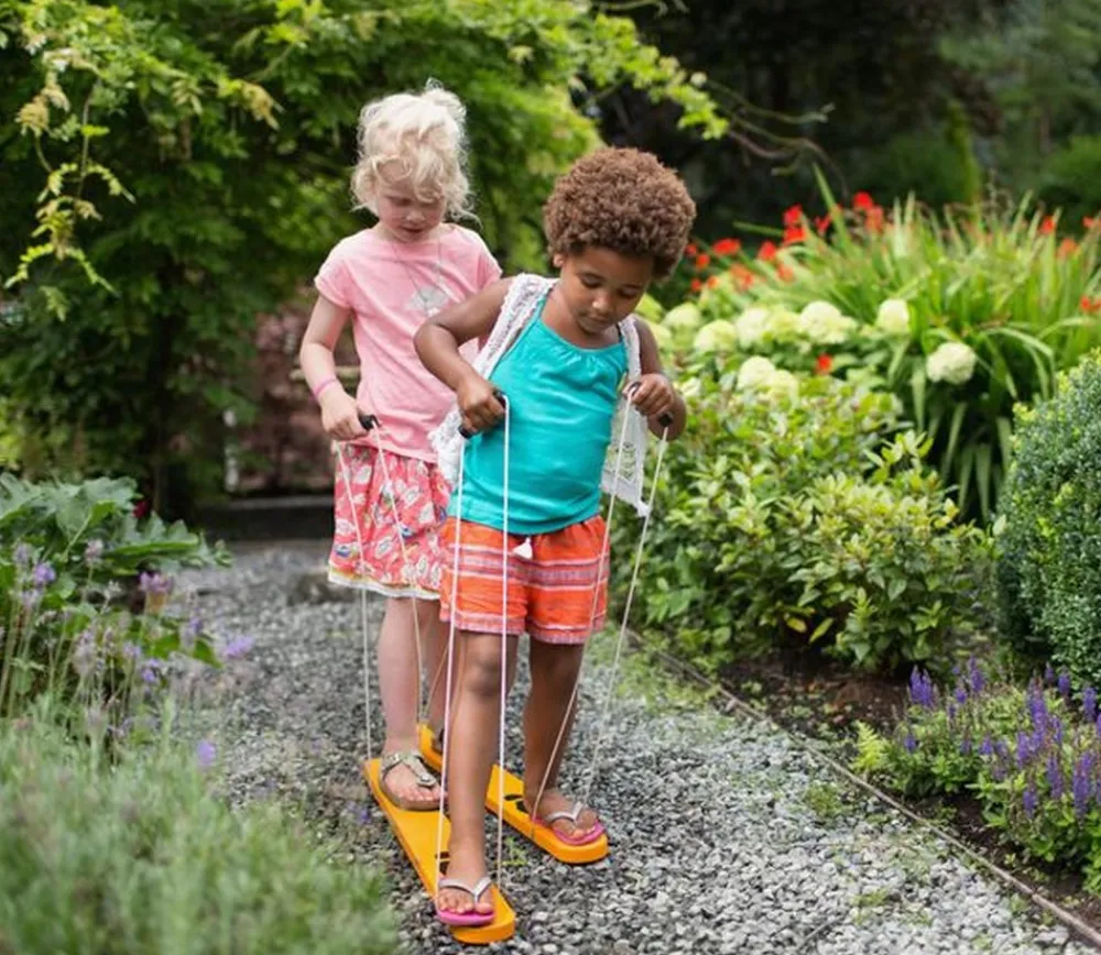 Enfant Tout Pour le Jeu Skis de jardin en bois coordination pour 2 enfants