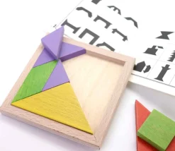Tout Pour le Jeu Tangram bois couleur 12 cm. Fabrication Jura
