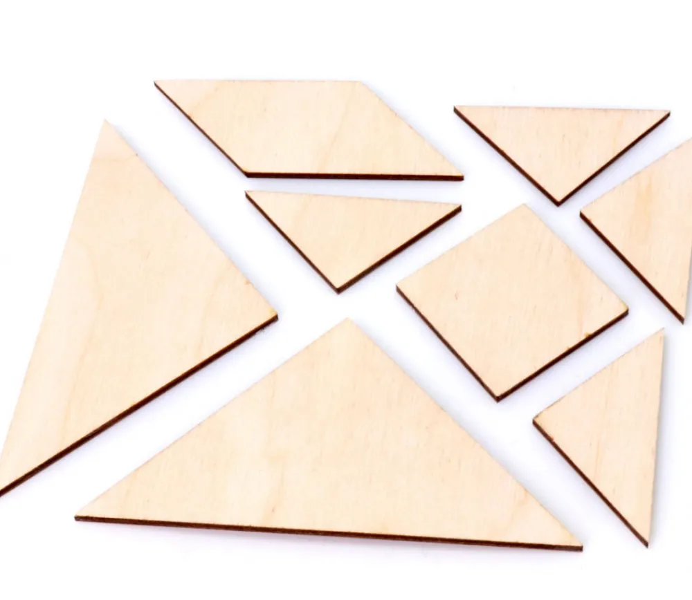 Tout Pour le Jeu Tangram en bois brut CP de 10 x 10 cm - jeu à décorer