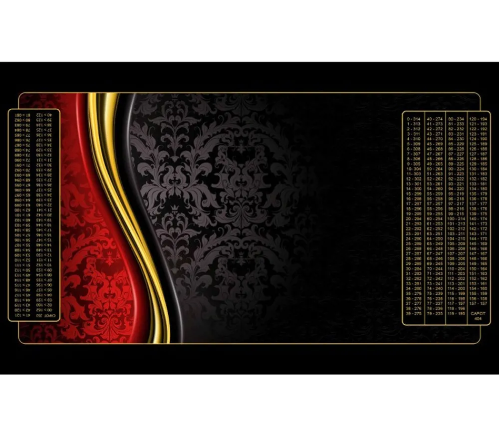 Tout Pour le Jeu Tapis Belote 100 X 60 cm noir rouge et or grille Points joueurs