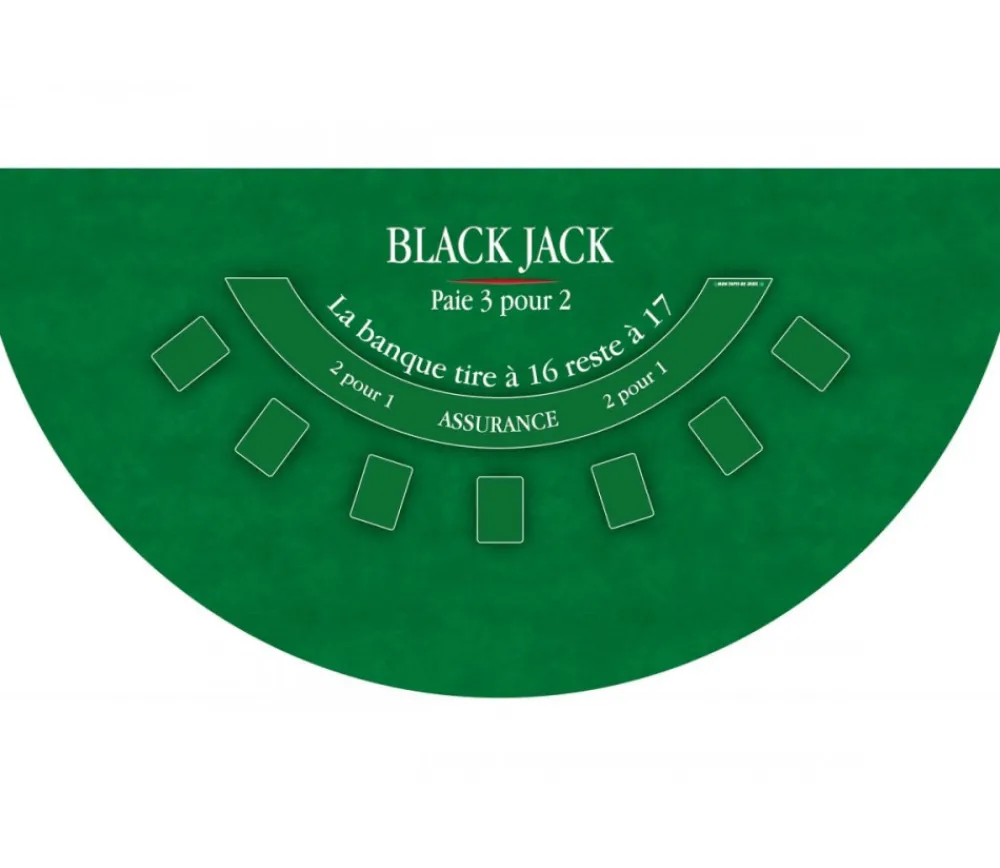 Tout Pour le Jeu Tapis de jeu BlackJack vert 140 x 70 mm