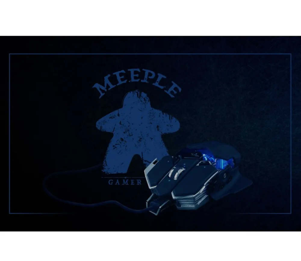 Tout Pour le Jeu Tapis de Jeu Bureau Gaming 100 x 60 cm Meeple bleu gamer