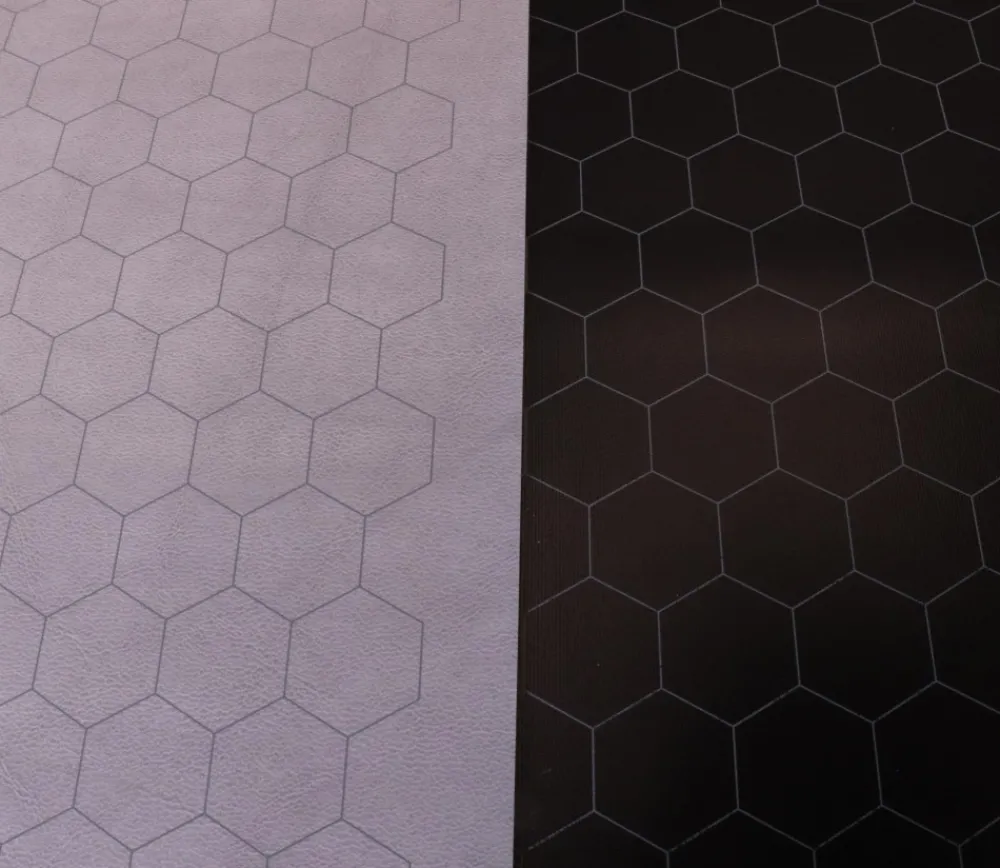 Tout Pour le Jeu Tapis de jeu recto-verso battlemap noir/gris hexagone effaçable plateau 66 x 60 cm