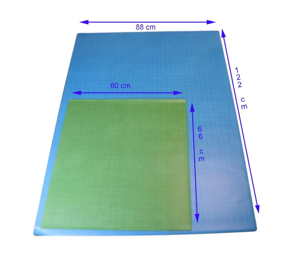 Tout Pour le Jeu Tapis de jeu recto-verso Bleu/Vert battlemap carré effaçable plateau 66 x 60 cm