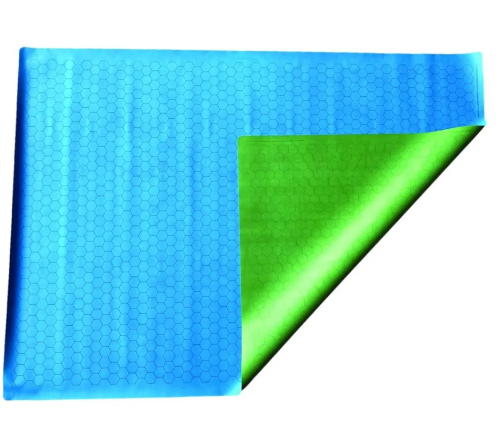 Tout Pour le Jeu Tapis jeu recto bleu- verso vert Megamat hexagone effaçable plateau 122 x 88 cm