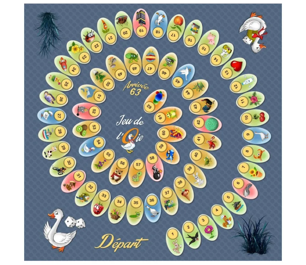 Tout Pour le Jeu Tapis souple jeu de l'oie 60 x 60 cm sans pions
