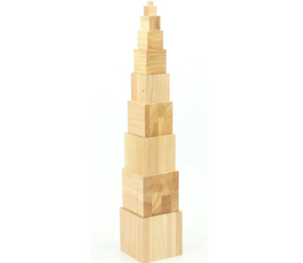 Tout Pour le Jeu Tour bois naturel Montessori - 10 cubes en bois