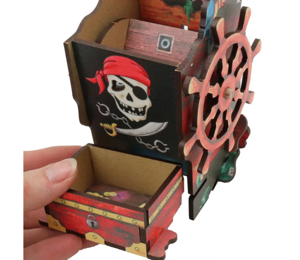 Tout Pour le Jeu Tour lanceur de dés Pirate 14 cm en bois
