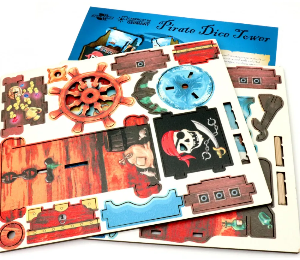 Tout Pour le Jeu Tour lanceur de dés Pirate 14 cm en bois