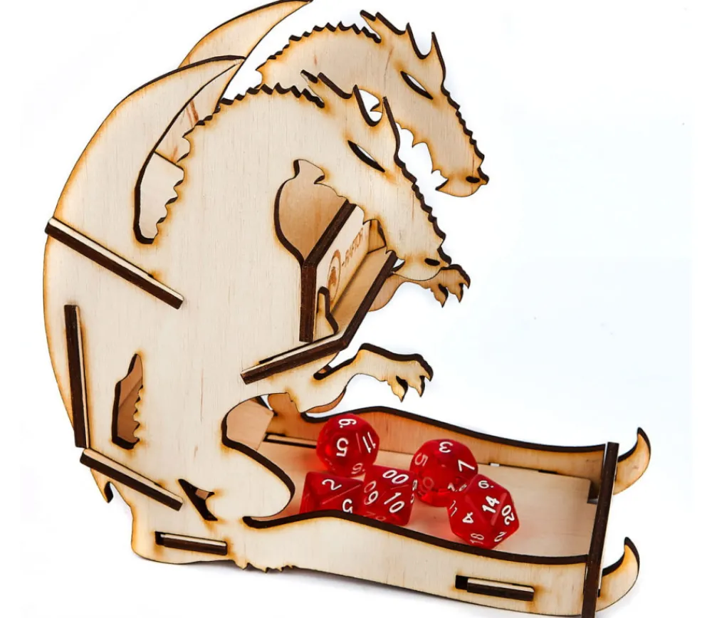 Tout Pour le Jeu Tour lanceur dés Dragon naturel 16.5 cm en bois