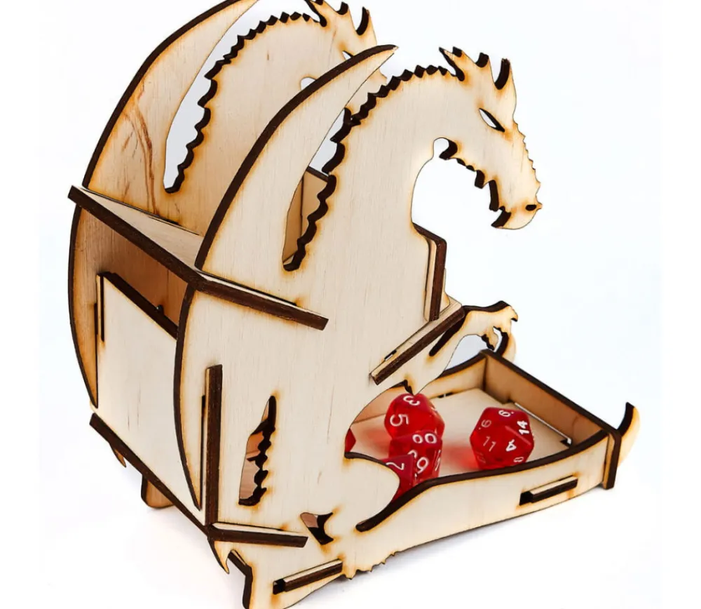 Tout Pour le Jeu Tour lanceur dés Dragon naturel 16.5 cm en bois
