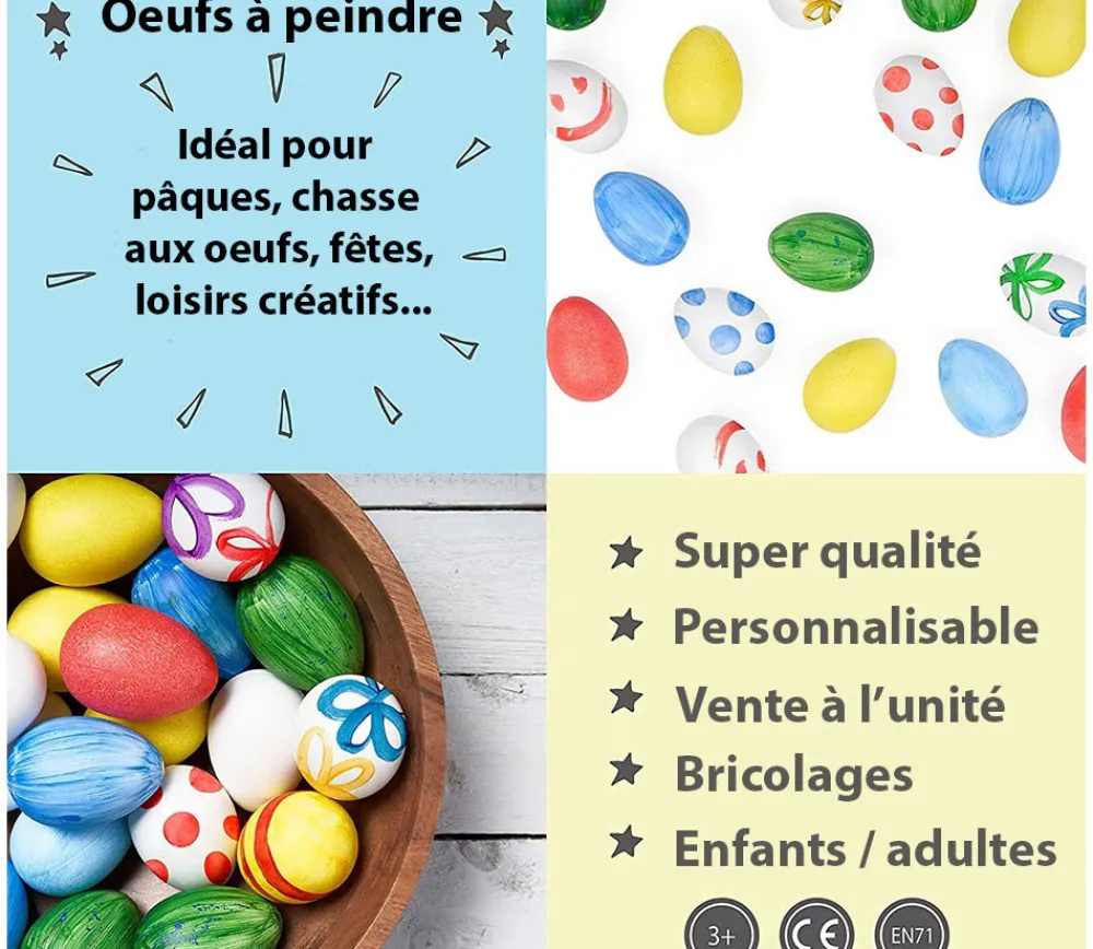 Tout Pour le Jeu Œuf plastique blanc - oeuf à décorer 6.4 cm