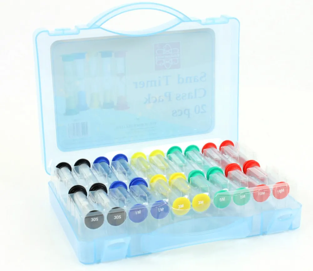 Tout Pour le Jeu Valisette 20 sabliers pour jeux : 30 sec,1,3,5 et 10 minutes - 9 cm MM